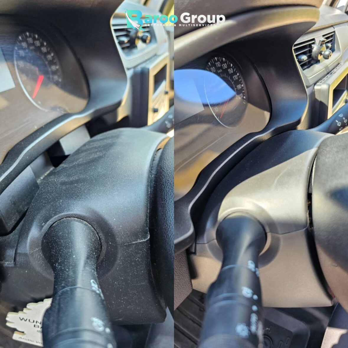Levier de vitesse avant et après nettoyage par Baroo Group